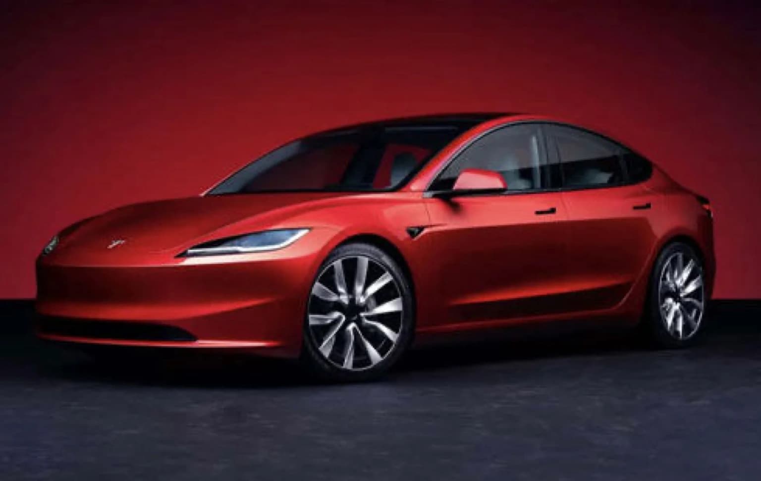 Tesla Model 3 Long Range Highland – pohled zepředu